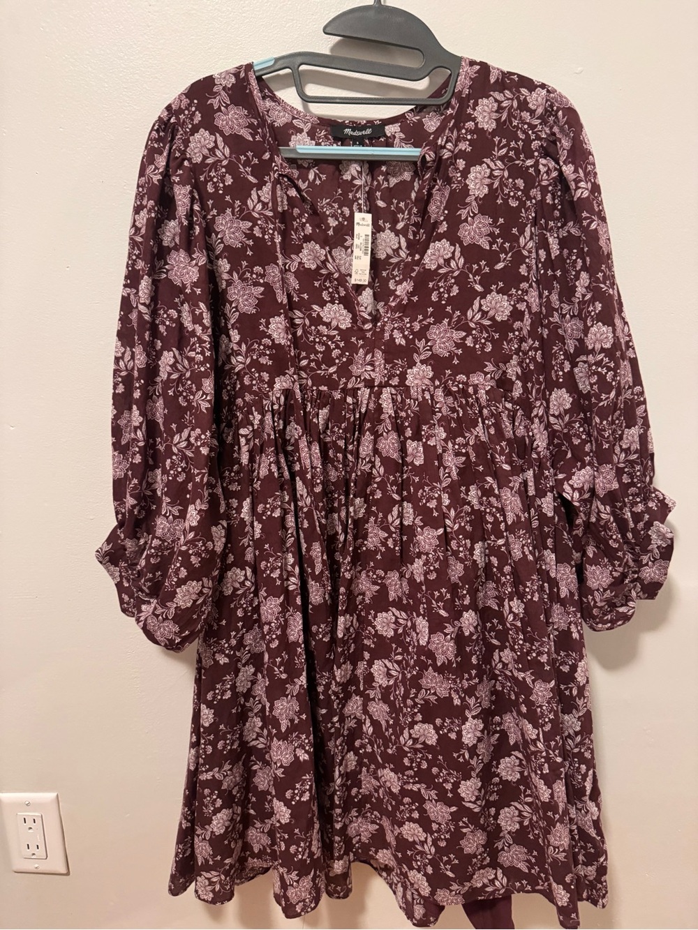 Madewell Burgundy Floral Mini Dress